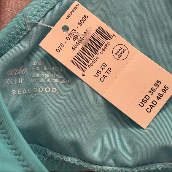Aerie Real Good Halter Voop Bikini Top Turquoise Blue Springs XS - Picture 4 of 6